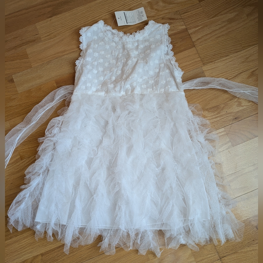 NNJXD GIRL DRESS FORMAL WHITE SIZE 5-6 YEARS OLD